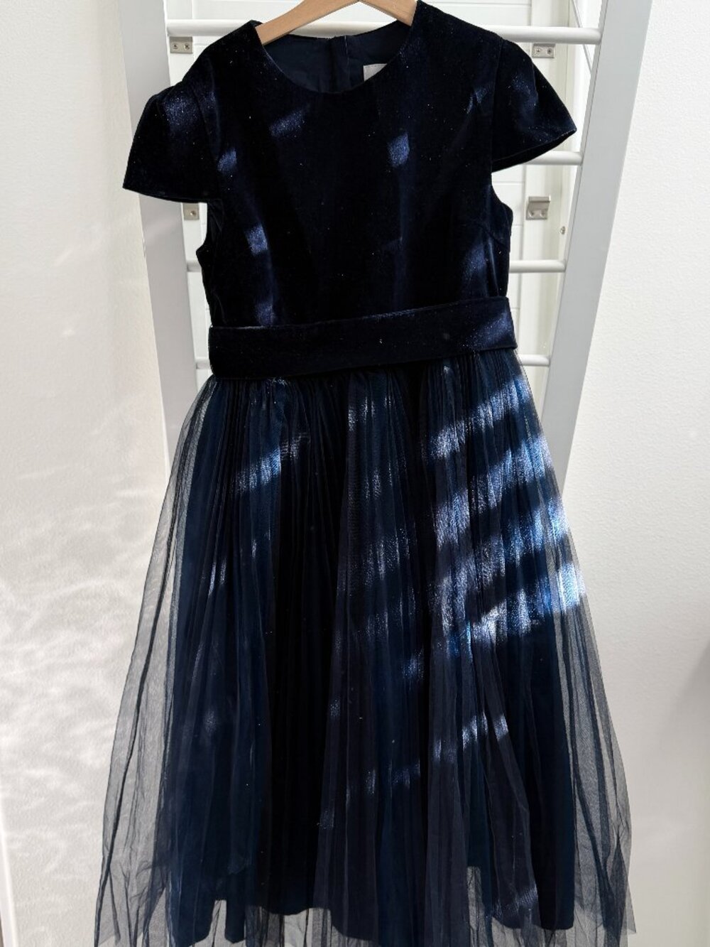 Jacadi Paris Dark Navy Velvet & Tulle Party Dress Girls Size 12Y